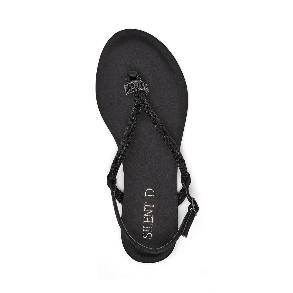 Silent D Alice Sandal in Black Rope Strap Jewel Detail Women's 39 Shoe